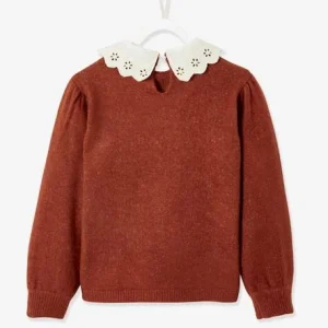 Pull Col En Broderie Anglaise Fille Cacao – Vertbaudet ﻿soldes 12