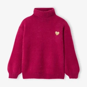 Nouvelle tendance Pull Col Roulé En Maille Douillette Fille Framboise – Vertbaudet 10