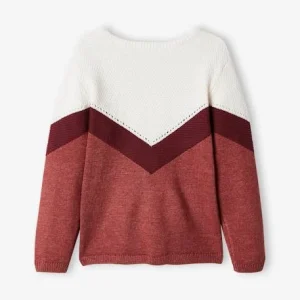 en ligne officielle Pull Colorblock Fille Bordeaux – Vertbaudet 10