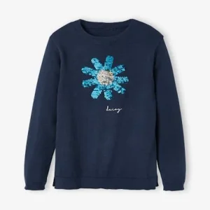 Nouvelle tendance Pull Fille Motif En Sequins Réversibles Bleu Nuit – Vertbaudet 10