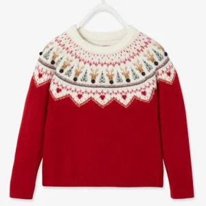 Pull Jacquard De Noël Fille Rouge – Vertbaudet Paiement sécurisé 11