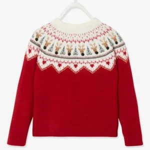 Pull Jacquard De Noël Fille Rouge – Vertbaudet Paiement sécurisé 13