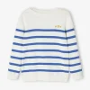 soldes en ligne Pull Marinière Fille Détails Festonnés Rayé Bleu – Vertbaudet 16