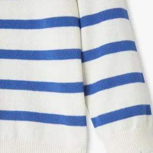 soldes en ligne Pull Marinière Fille Détails Festonnés Rayé Bleu – Vertbaudet 14