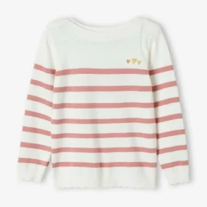 soldes en ligne Pull Marinière Fille Détails Festonnés Rayé Bleu – Vertbaudet 16