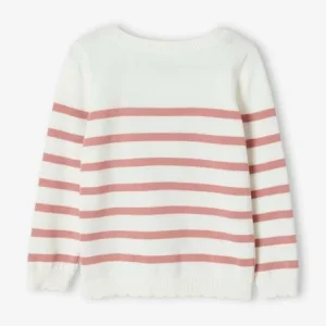 soldes en ligne Pull Marinière Fille Détails Festonnés Rayé Bleu – Vertbaudet 18