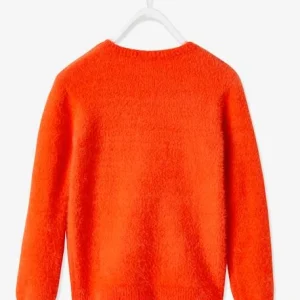 Pull Ultra Doux Fille Coeur Brodé Irisé Orange Vif – Vertbaudet magasins pour 13