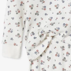 Pyjama Fille Personnalisable En Maille Côtelée Avec Imprimé Fleuri écru – Vertbaudet Neuve avec étiquette 18