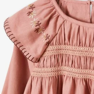 en promotion Robe à Smocks Fille Avec Broderies Fleurs Irisées Rose – Vertbaudet 9