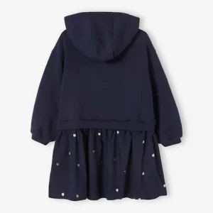 bas prix Robe Bi-matière à Capuche Fille Bleu – Vertbaudet 10