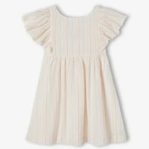 Nouvelle Collection Robe Cérémonie Rayée Fil Brillant Fille écru – Vertbaudet 10