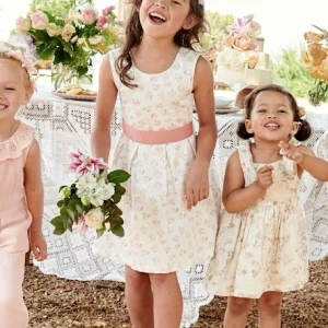 dernière tendance Robe De Cérémonie Fille Motifs Fleurs écru – Vertbaudet 10