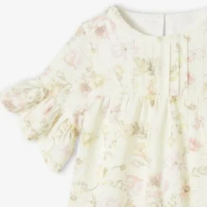 prix pas cher Robe De Cérémonie Volantée Motifs Fleurs Fille écru – Vertbaudet 11