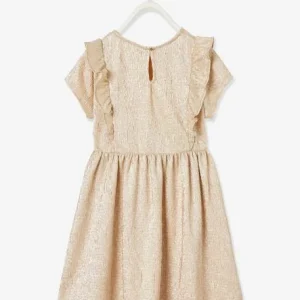 boutique en ligne Robe De Fête En Tissu Lamé Fantaisie Fille Beige Irisé – Vertbaudet 12