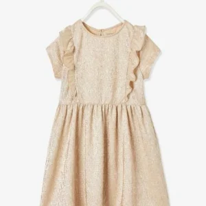 boutique en ligne Robe De Fête En Tissu Lamé Fantaisie Fille Beige Irisé – Vertbaudet 16