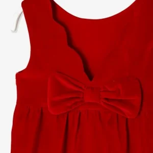 magasin paris Robe De Fête En Velours Lisse Fille Noeud Au Dos Rouge – Vertbaudet 16