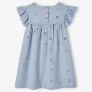 Livraison Standard/Rapide Robe En Gaze De Coton Brodée Fleurs Fille Bleu Pâle – Vertbaudet 10