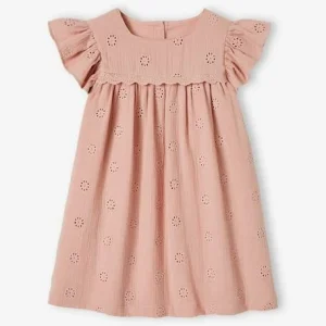 Livraison Standard/Rapide Robe En Gaze De Coton Brodée Fleurs Fille Bleu Pâle – Vertbaudet 18