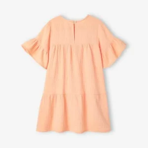 Robe En Gaze De Coton Fille Abricot Poudré – Vertbaudet excellents soldes 10