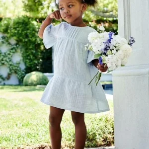 Robe En Gaze De Coton Fille Abricot Poudré – Vertbaudet excellents soldes 16