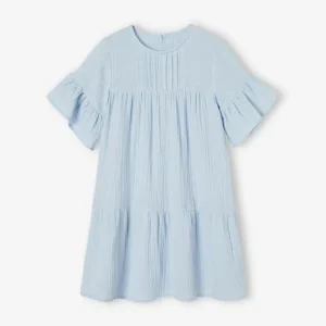 Robe En Gaze De Coton Fille Abricot Poudré – Vertbaudet excellents soldes 18