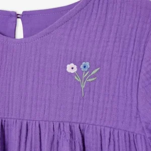 remise en ligne Robe En Gaze De Coton Manches 3/4 Volantées Fille Violet – Vertbaudet 10