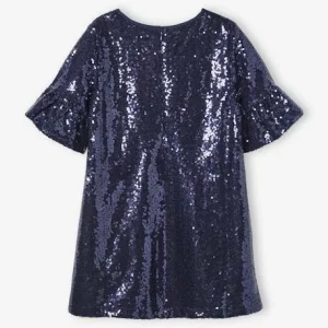 Robe En Sequins Fille Manches Volantées Marine – Vertbaudet REMISE 8