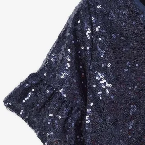 Robe En Sequins Fille Manches Volantées Marine – Vertbaudet REMISE 10