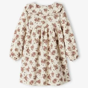 Robe En Velours Imprimé Fleurs Fille Beige Rosé Imprimé – Vertbaudet magasins pour 7