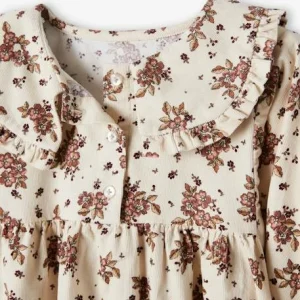 Robe En Velours Imprimé Fleurs Fille Beige Rosé Imprimé – Vertbaudet magasins pour 9