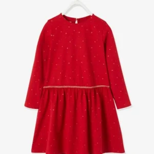 Robe Fille Imprimée étoiles Irisées Rouge Foncé Imprimé – Vertbaudet qualité supérieure 16