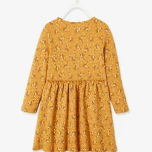 Robe Imprimée Fille Maille Reliéfée Curcuma Imprimé – Vertbaudet marque pas cher 18