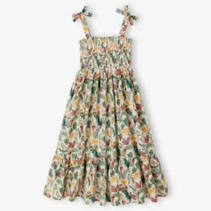 Robe Longue à Smocks Fille Carreaux Vert – Vertbaudet jusqu'à 10