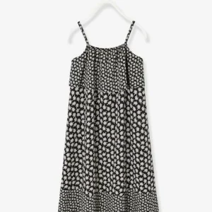 luxe soldes Robe Longue à Volants Noir Imprimé – Vertbaudet 10