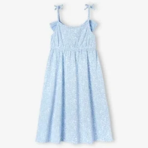 Robe Mi-longue à Bretelles Imprimée Fleurs Fille Multicolore – Vertbaudet De super promotions disponibles 10