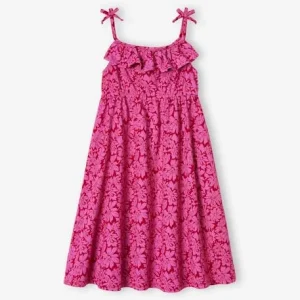 Robe Mi-longue à Bretelles Imprimée Fleurs Fille Multicolore – Vertbaudet De super promotions disponibles 14