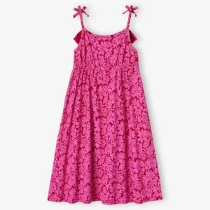 Robe Mi-longue à Bretelles Imprimée Fleurs Fille Multicolore – Vertbaudet De super promotions disponibles 16