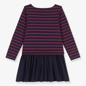 Robe Rayée En Coton épais Et Gaze De Coton PETIT BATEAU Bleu – Petit Bateau en vente 7