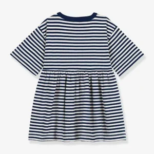 Robe Rayée Manches 3/4 Enfant Coton PETIT BATEAU Bleu – Petit Bateau grande promotion 7