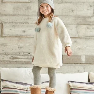 Robe Sweat En Sherpa Avec Broderie Irisée Fille écru – Vertbaudet boutique en ligne 10