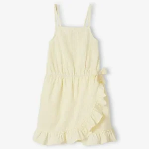 Robe Volantée à Bretelles Fille Effet Portefeuille Fantaisie Blanc – Vertbaudet vente pas cher 12