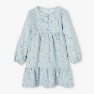 Satisfait ou Remboursé Robe Volantée à Fleurs Fille Détail Matelassé Fantaisie Bleu Ciel – Vertbaudet 10