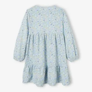 Satisfait ou Remboursé Robe Volantée à Fleurs Fille Détail Matelassé Fantaisie Bleu Ciel – Vertbaudet 12