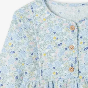 Satisfait ou Remboursé Robe Volantée à Fleurs Fille Détail Matelassé Fantaisie Bleu Ciel – Vertbaudet 14