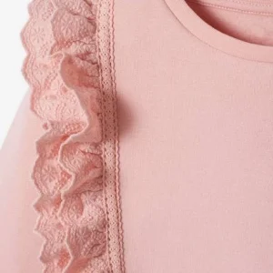 jusqu'à Sweat à Volants Brodés Fleurs Fille Rose Poudré – Vertbaudet 16