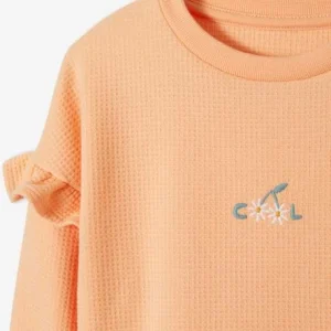 grande qualité Sweat à Volants En Maille Nid D’abeille Fille Abricot – Vertbaudet 16