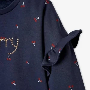 Réductions Sweat à Volants Fille Détails Fantaisie Bleu Imprimé Cerises – Vertbaudet 10