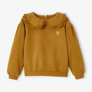 Meilleur Prix Garanti Sweat Col Claudine En Broderie Anglaise Fille Caramel – Vertbaudet 12