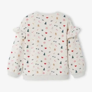 Sweat De Noël Fille Manches Volantées écru – Vertbaudet outlet 7