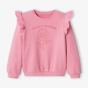 Meilleur Service Sweat Motif Fleur Flocké Fille Volants En Broderie Anglaise Rose Bonbon – Vertbaudet 14